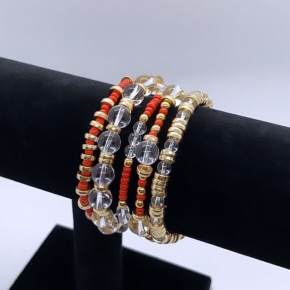 Wool + Pepper Co. Gold & Red Bracelet Stack (5) - Picture 5 of 6